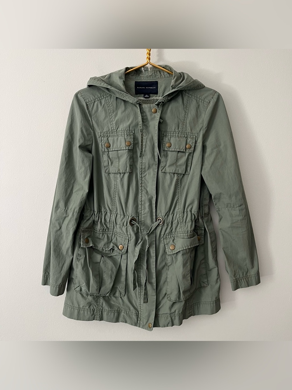 Banana Republic Sage Green Cotton Lightweight Slouchy Utility Anorak Jacket S